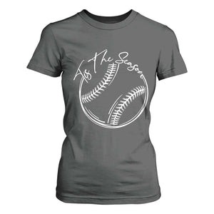 Aesthetic Tis The Season Baseball Graphic T Shirt For Women Sports Fan Gift TS12 Dark Heather Print Your Wear