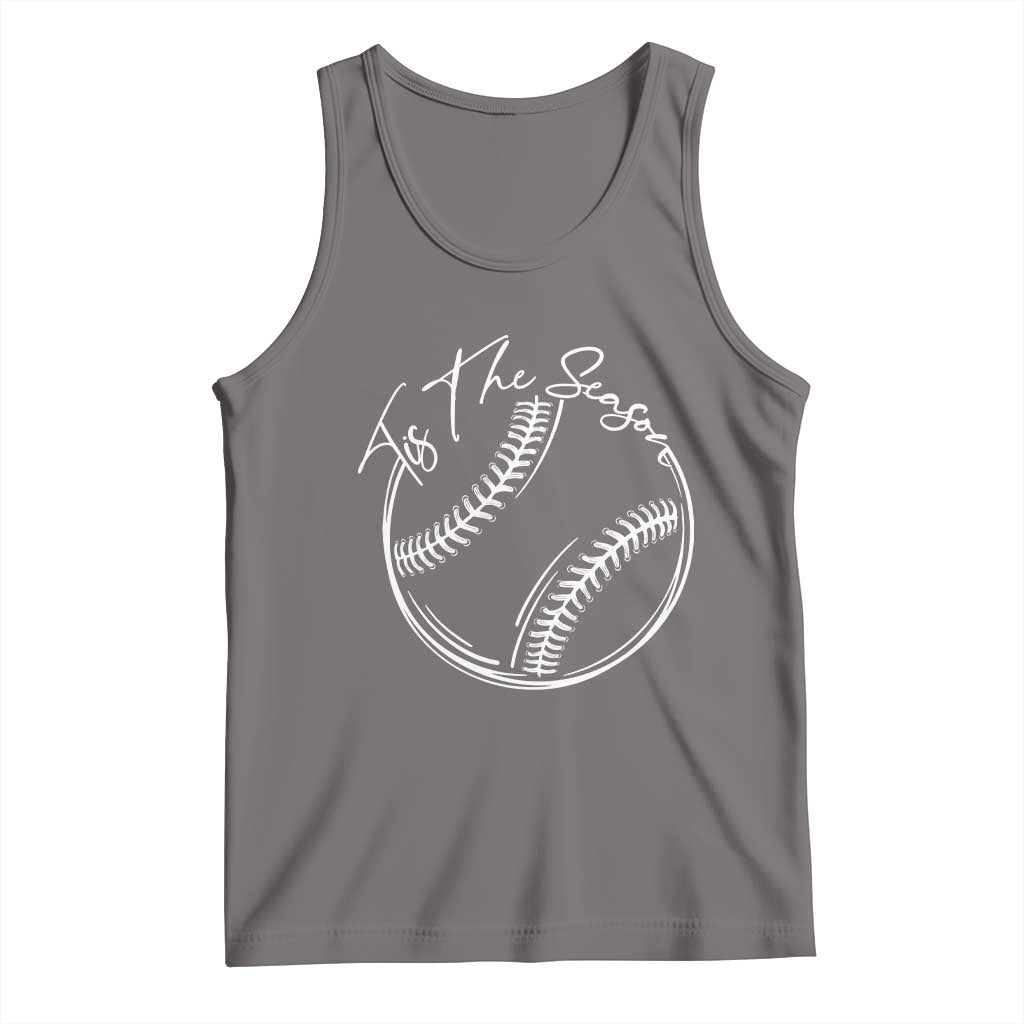 Aesthetic Tis The Season Baseball Graphic Tank Top Sports Fan Gift TS12 Deep Heather Print Your Wear