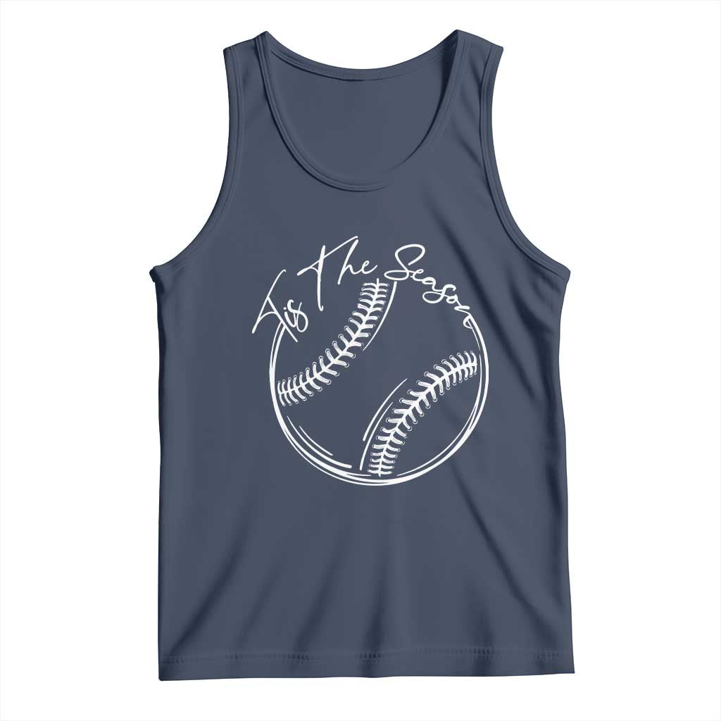 Aesthetic Tis The Season Baseball Graphic Tank Top Sports Fan Gift TS12 Navy Print Your Wear