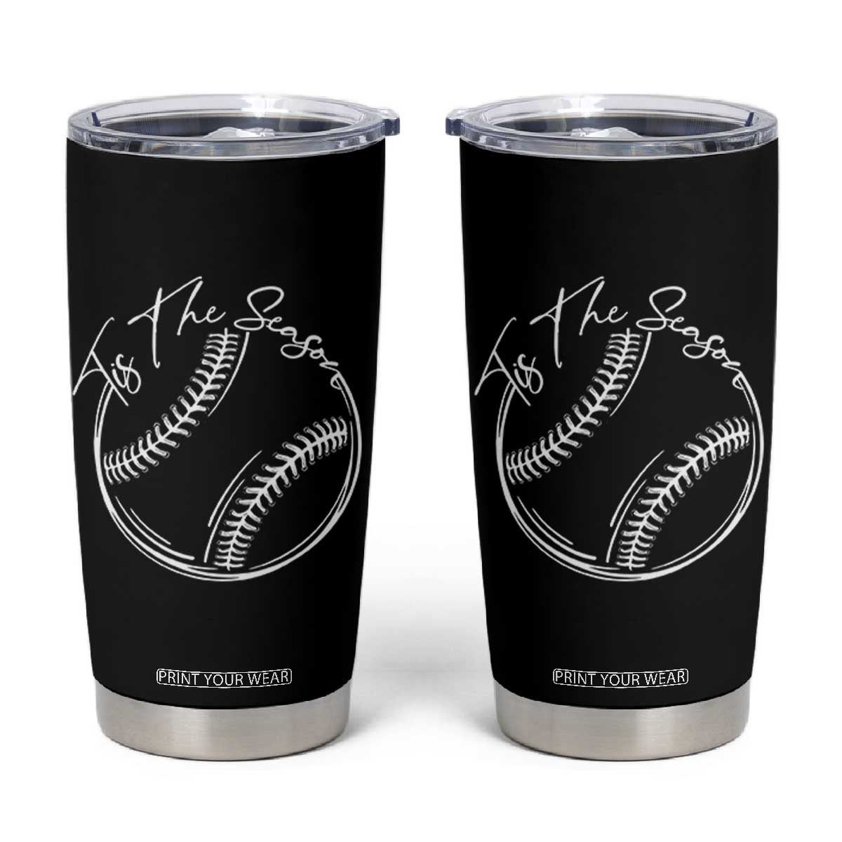 Aesthetic Tis The Season Baseball Graphic Tumbler Cup Sports Fan Gift TS12 Black Print Your Wear