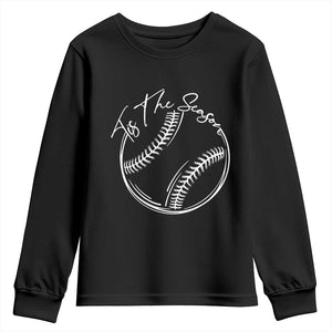 Aesthetic Tis The Season Baseball Graphic Youth Sweatshirt Sports Fan Gift TS12 Black Print Your Wear