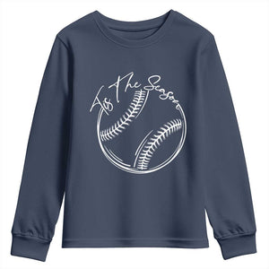 Aesthetic Tis The Season Baseball Graphic Youth Sweatshirt Sports Fan Gift TS12 Navy Print Your Wear