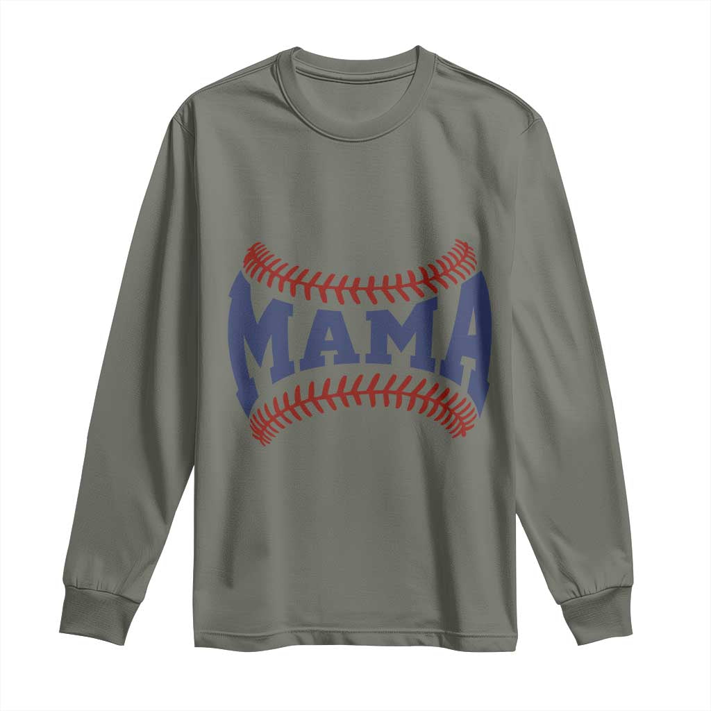 Game Day Baseball Mama Long Sleeve Shirt Proud Mom Gift TS12 Military Green Print Your Wear