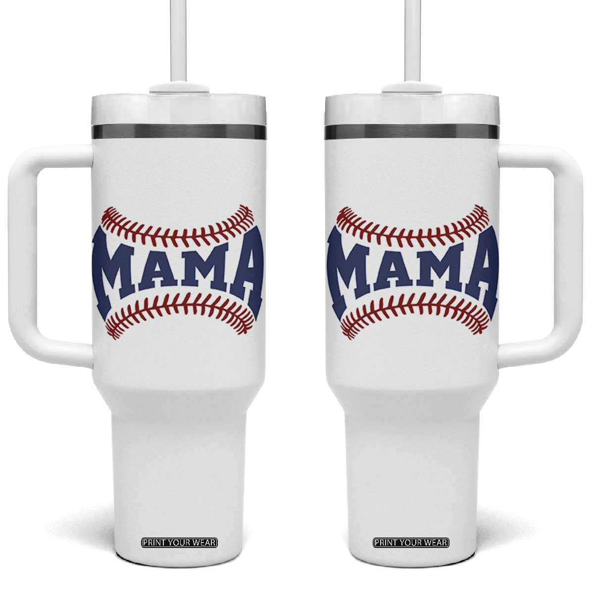 Game Day Baseball Mama Tumbler With Handle Proud Mom Gift TS12 One Size: 40 oz White Print Your Wear