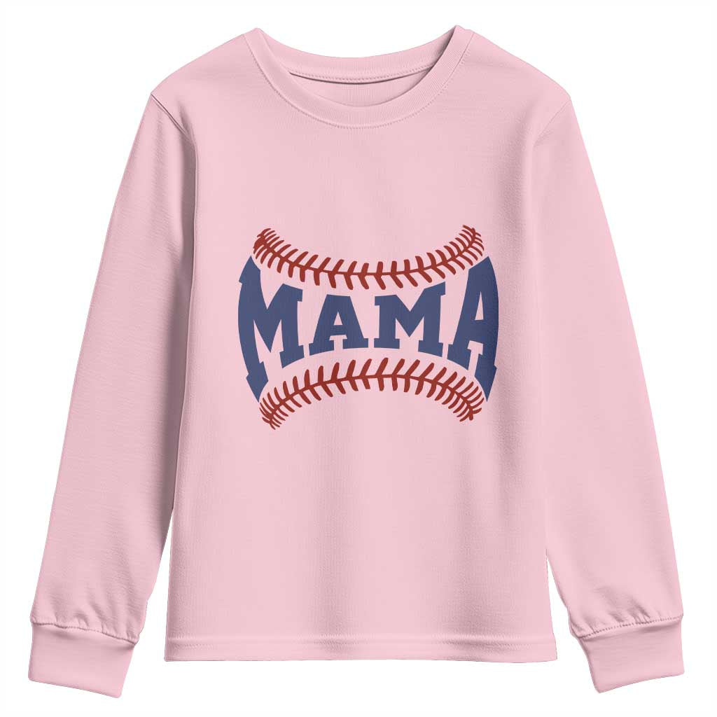 Game Day Baseball Mama Youth Sweatshirt Proud Mom Gift TS12 Light Pink Print Your Wear