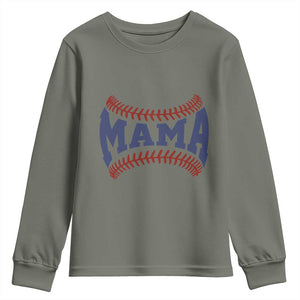 Game Day Baseball Mama Youth Sweatshirt Proud Mom Gift TS12 Military Green Print Your Wear