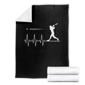 Baseball Heartbeat Line Throw Blanket Vintage Sports Lover Gift TS12 Black Print Your Wear