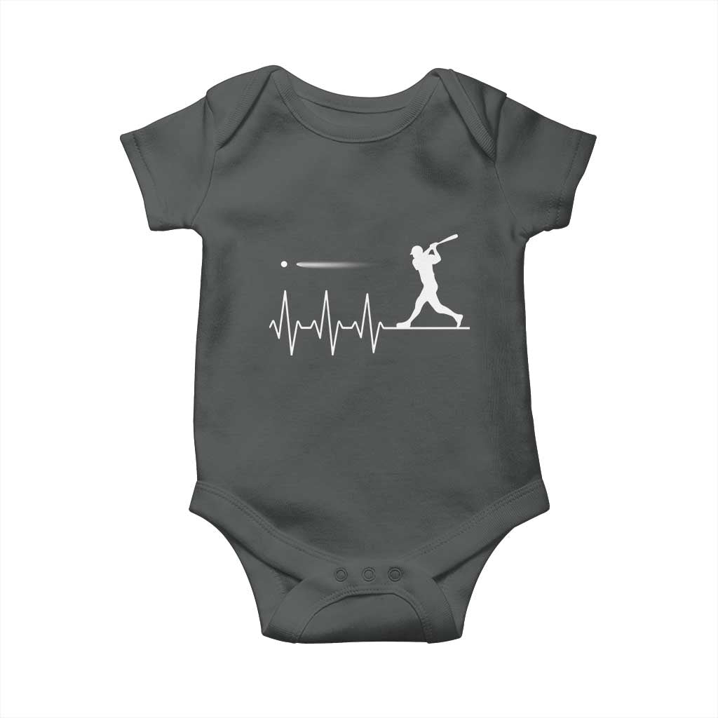Baseball Heartbeat Line Baby Onesie Vintage Sports Lover Gift TS12 Dark Heather Print Your Wear