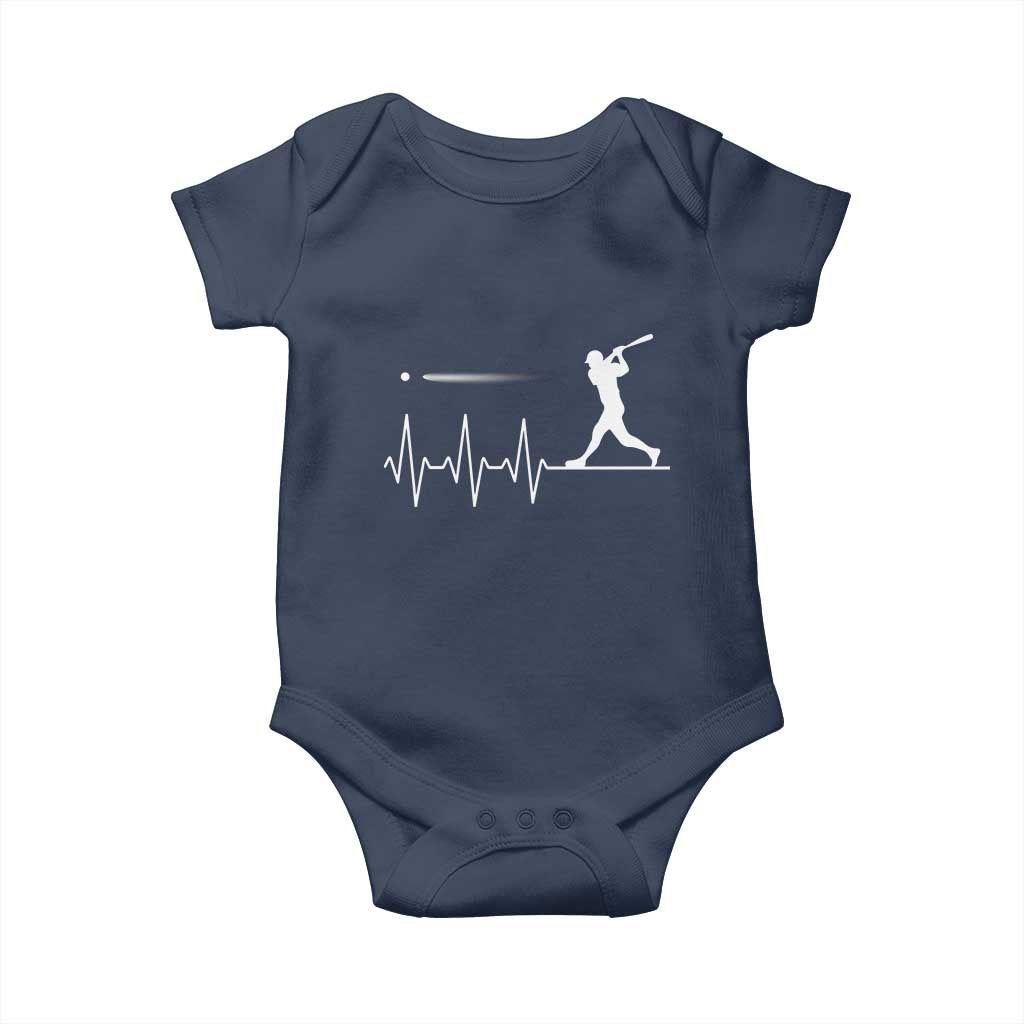 Baseball Heartbeat Line Baby Onesie Vintage Sports Lover Gift TS12 Navy Print Your Wear