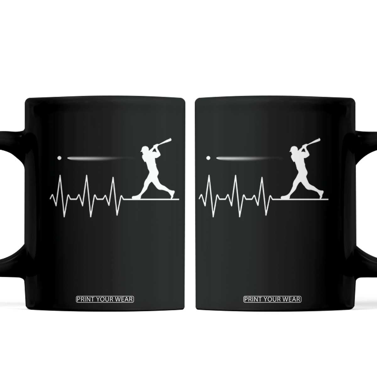 Baseball Heartbeat Line Coffee Mug Vintage Sports Lover Gift TS12 Black Print Your Wear