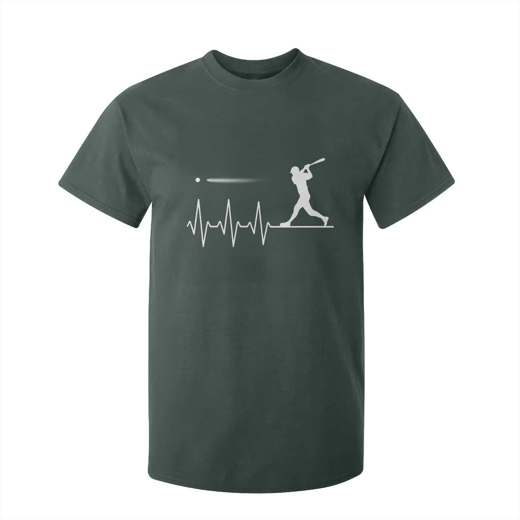 Baseball Heartbeat Line T Shirt For Kid Vintage Sports Lover Gift TS12 Dark Forest Green Print Your Wear