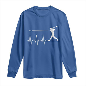 Baseball Heartbeat Line Long Sleeve Shirt Vintage Sports Lover Gift TS12 Royal Blue Print Your Wear