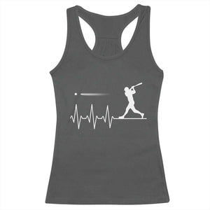 Baseball Heartbeat Line Racerback Tank Top Vintage Sports Lover Gift TS12 Dark Heather Print Your Wear
