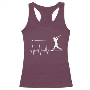 Baseball Heartbeat Line Racerback Tank Top Vintage Sports Lover Gift TS12 Maroon Print Your Wear