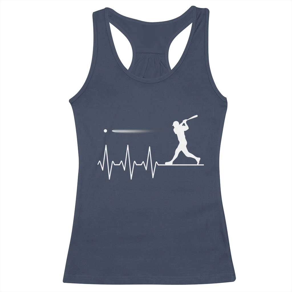 Baseball Heartbeat Line Racerback Tank Top Vintage Sports Lover Gift TS12 Navy Print Your Wear