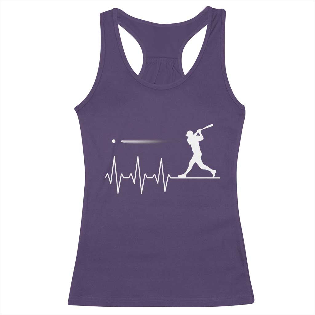 Baseball Heartbeat Line Racerback Tank Top Vintage Sports Lover Gift TS12 Purple Print Your Wear
