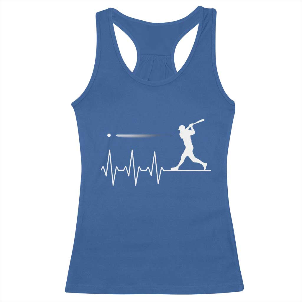 Baseball Heartbeat Line Racerback Tank Top Vintage Sports Lover Gift TS12 Royal Blue Print Your Wear