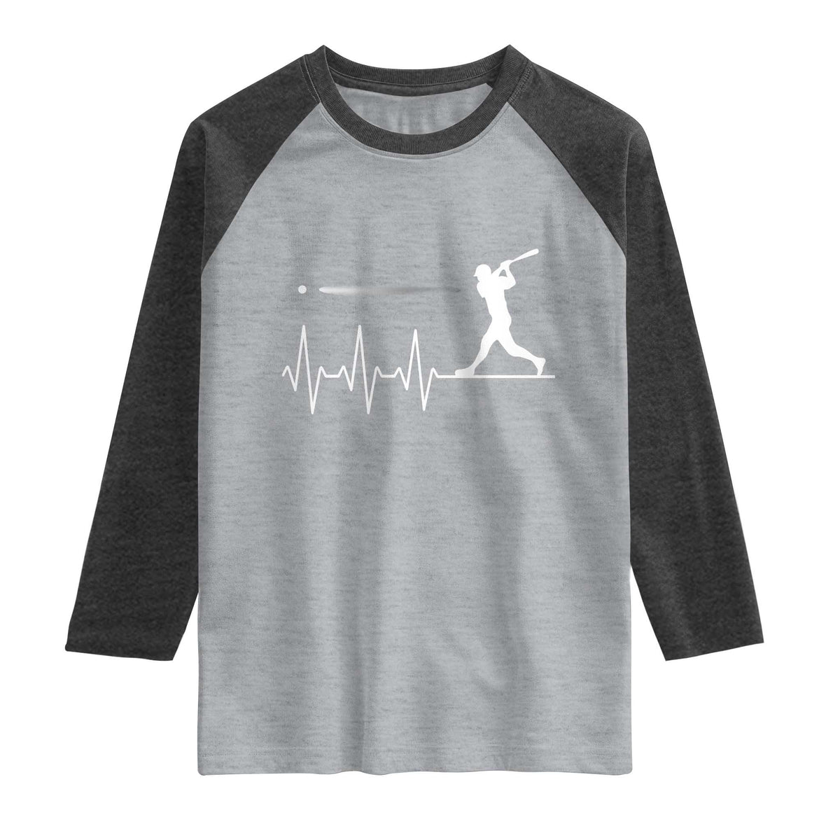 Baseball Heartbeat Line Raglan Shirt Vintage Sports Lover Gift TS12 Heather Gray Heather Charcoal Print Your Wear