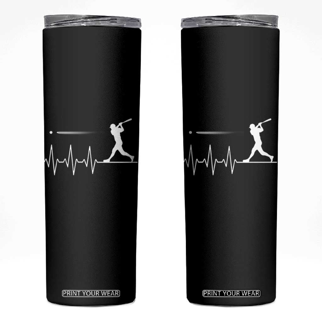 Baseball Heartbeat Line Skinny Tumbler Vintage Sports Lover Gift TS12 Black Print Your Wear