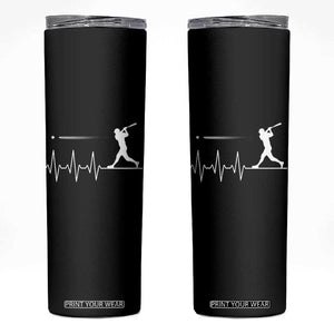 Baseball Heartbeat Line Skinny Tumbler Vintage Sports Lover Gift TS12 Black Print Your Wear