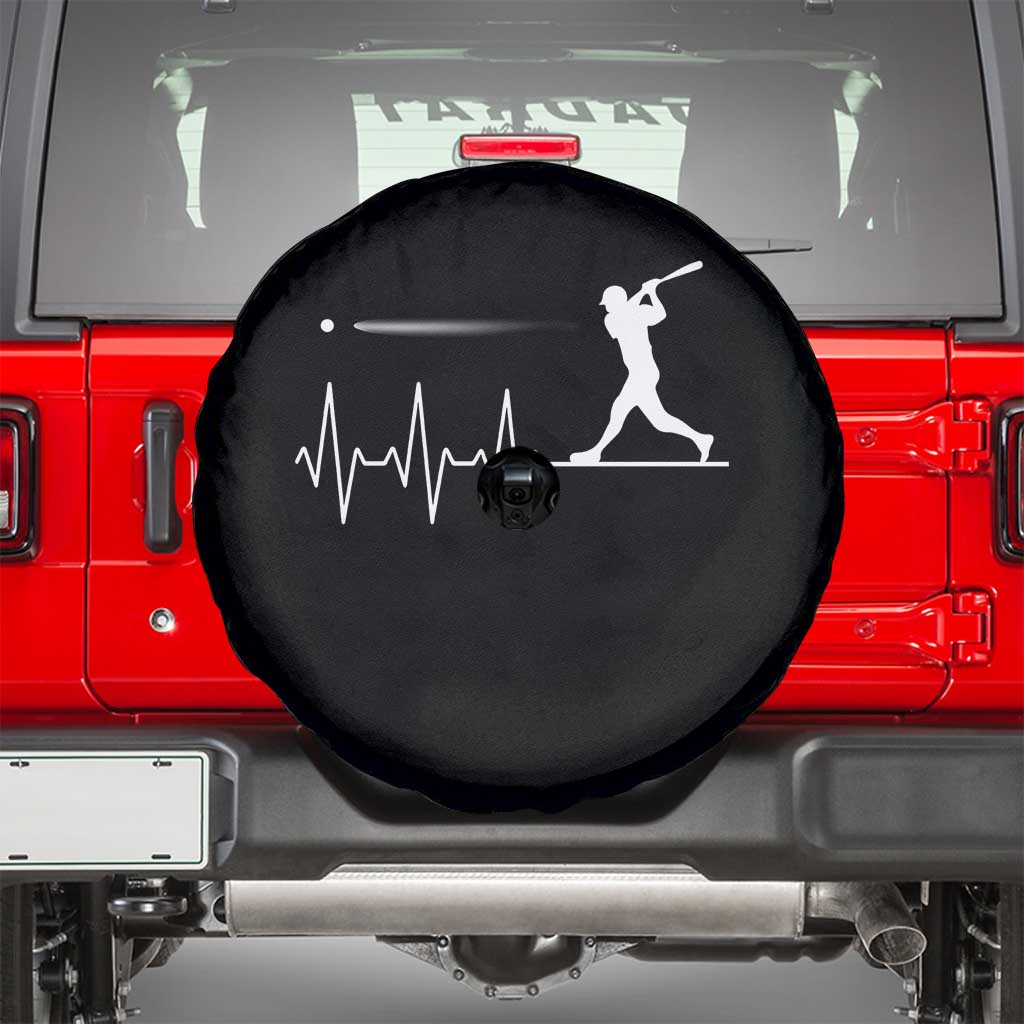 Baseball Heartbeat Line Spare Tire Cover Vintage Sports Lover Gift TS12 Black Print Your Wear