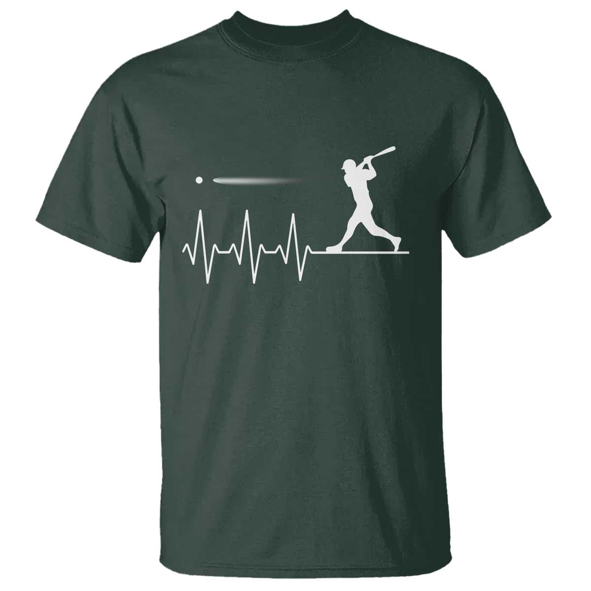 Baseball Heartbeat Line T Shirt Vintage Sports Lover Gift TS12 Dark Forest Green Print Your Wear