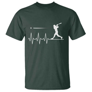 Baseball Heartbeat Line T Shirt Vintage Sports Lover Gift TS12 Dark Forest Green Print Your Wear