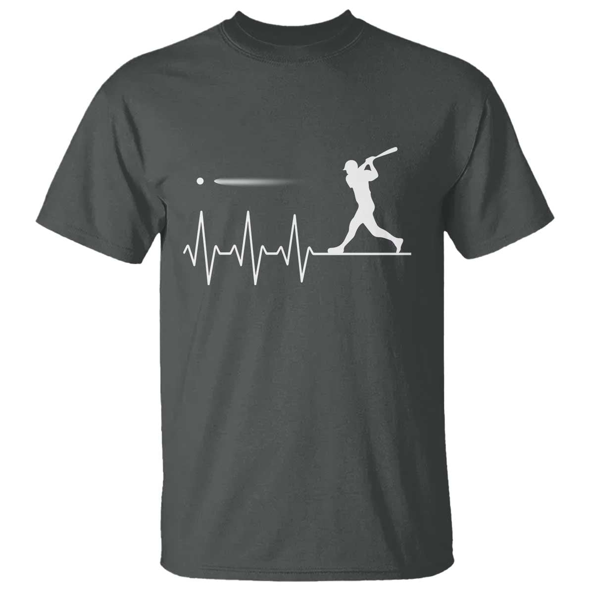 Baseball Heartbeat Line T Shirt Vintage Sports Lover Gift TS12 Dark Heather Print Your Wear