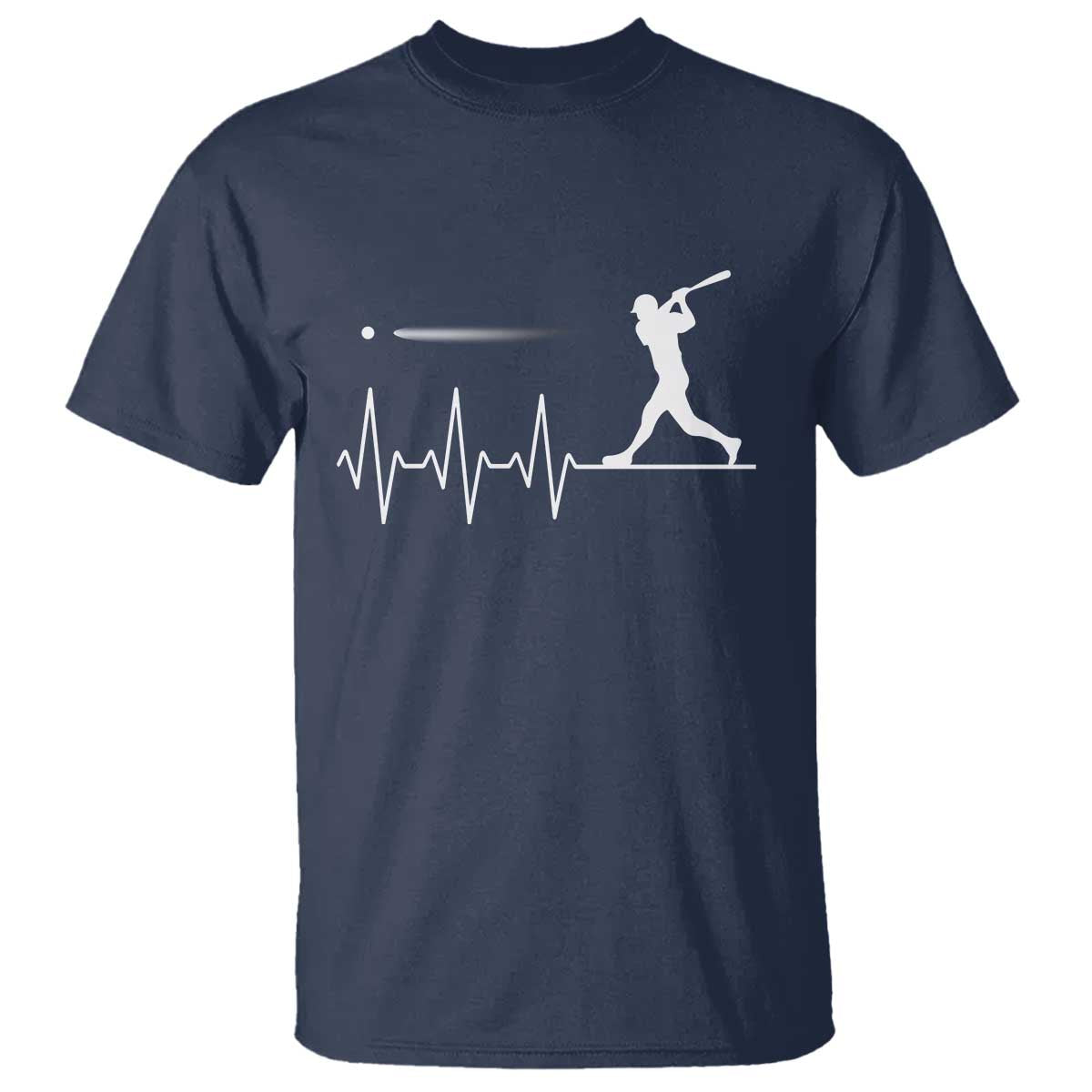 Baseball Heartbeat Line T Shirt Vintage Sports Lover Gift TS12 Navy Print Your Wear