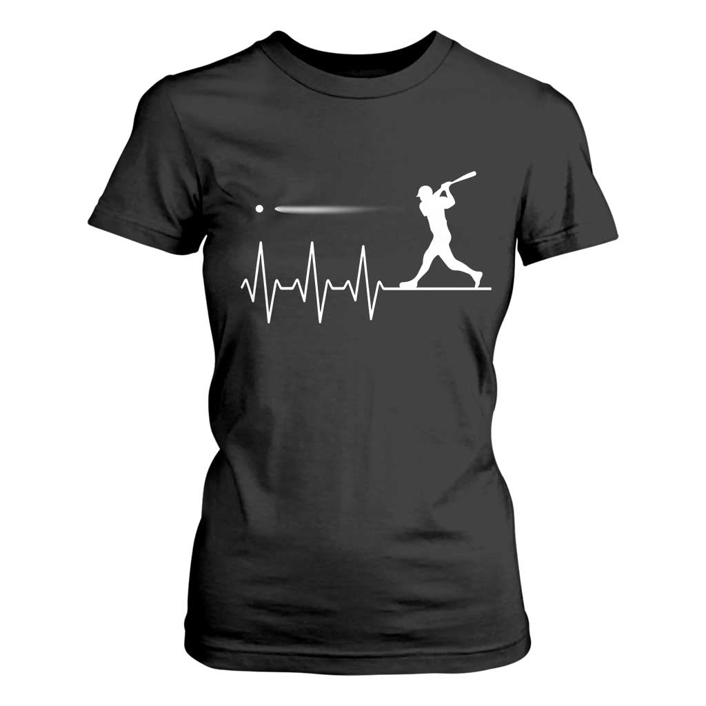 Baseball Heartbeat Line T Shirt For Women Vintage Sports Lover Gift TS12 Black Print Your Wear