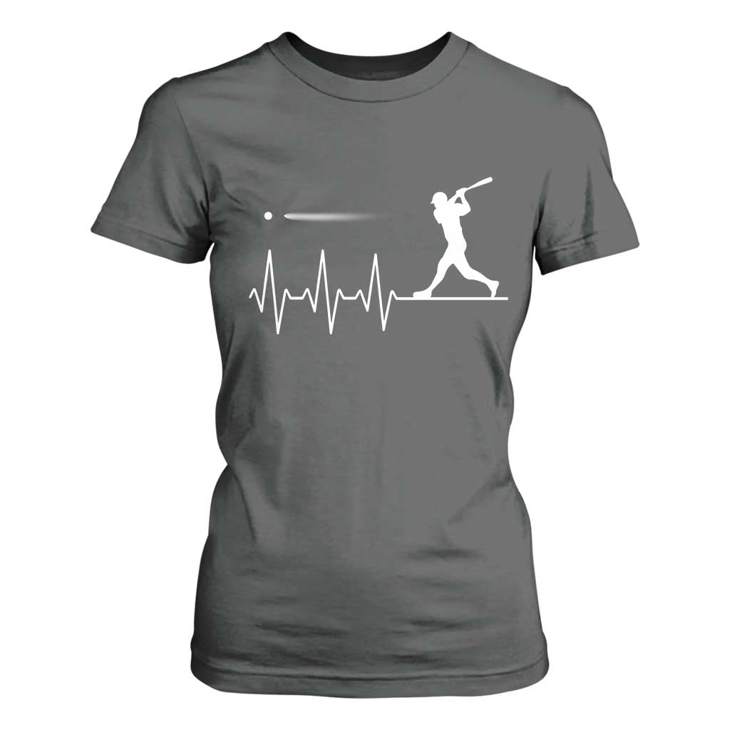 Baseball Heartbeat Line T Shirt For Women Vintage Sports Lover Gift TS12 Dark Heather Print Your Wear