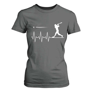 Baseball Heartbeat Line T Shirt For Women Vintage Sports Lover Gift TS12 Dark Heather Print Your Wear