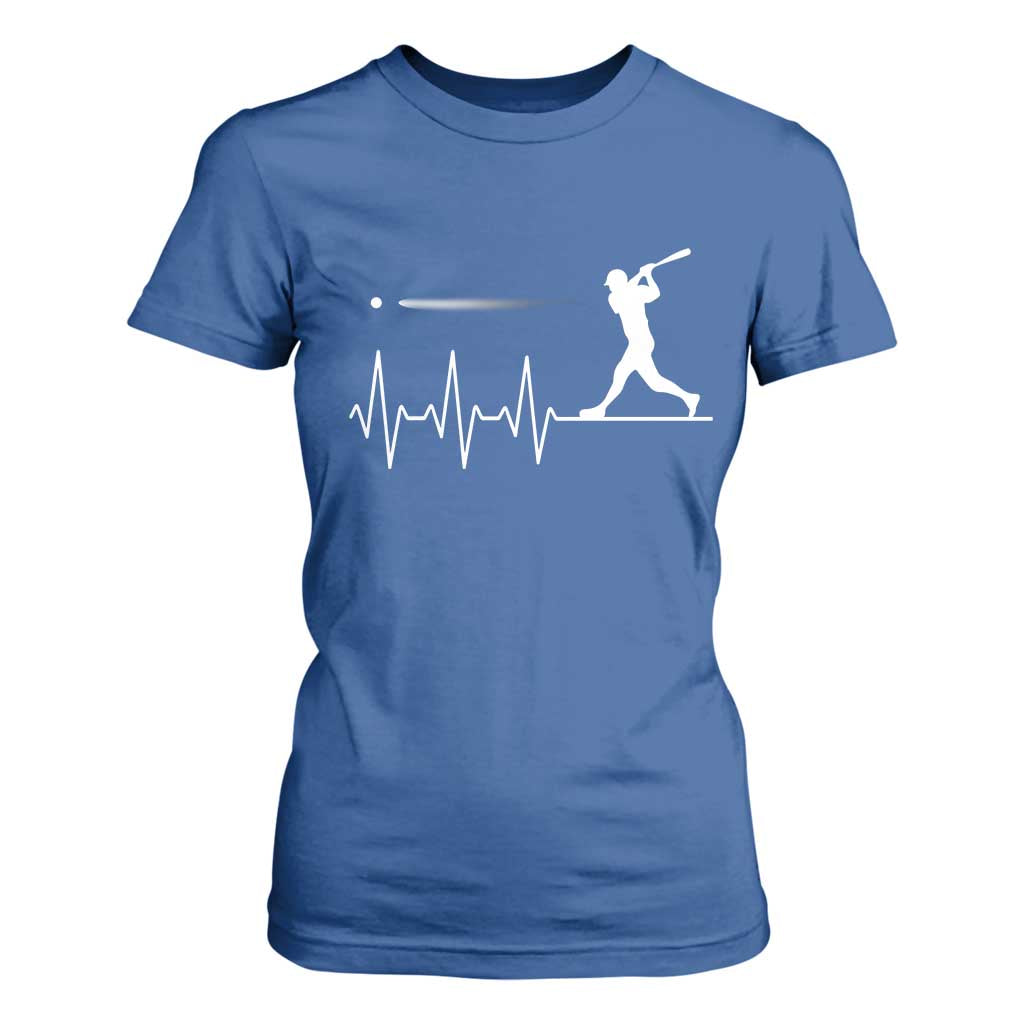 Baseball Heartbeat Line T Shirt For Women Vintage Sports Lover Gift TS12 Royal Blue Print Your Wear