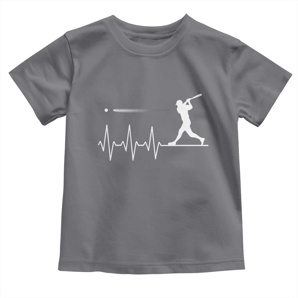 Baseball Heartbeat Line Toddler T Shirt Vintage Sports Lover Gift TS12 Charcoal Print Your Wear