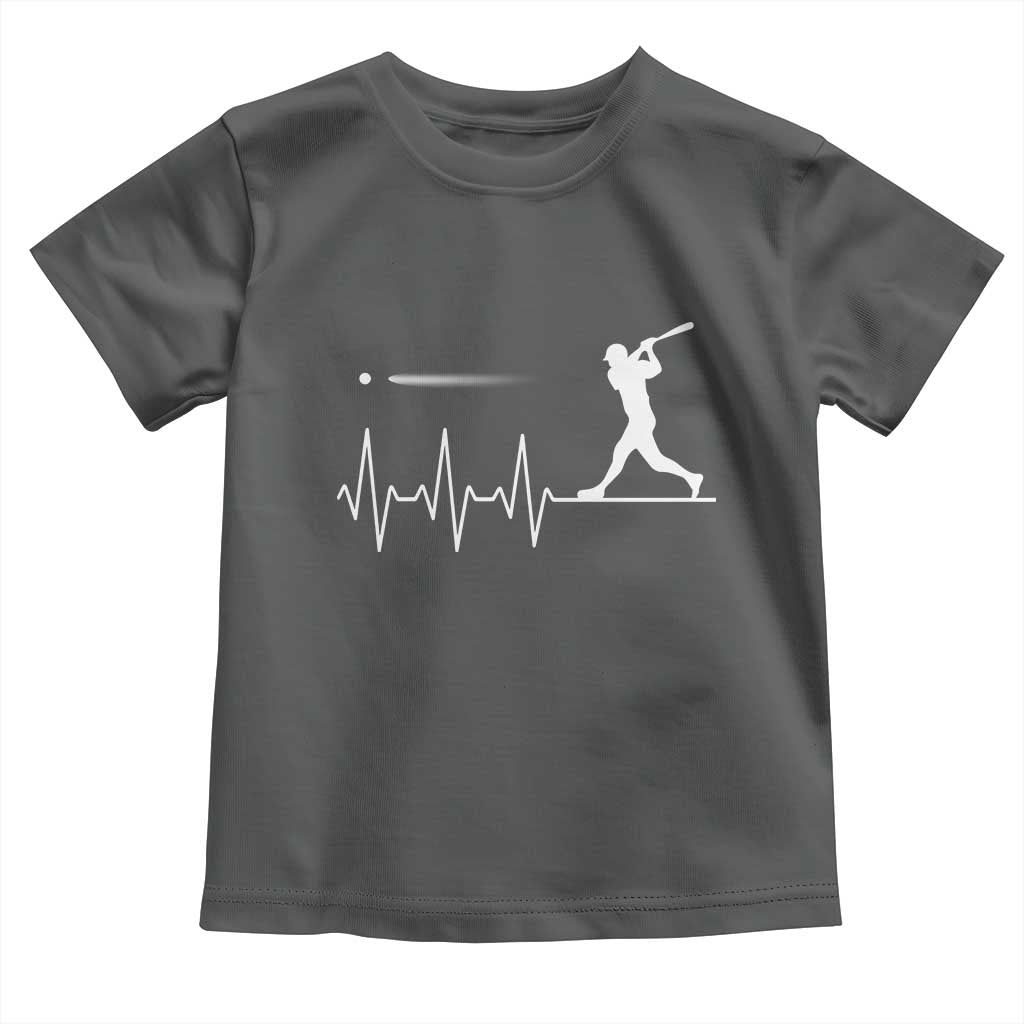 Baseball Heartbeat Line Toddler T Shirt Vintage Sports Lover Gift TS12 Dark Heather Print Your Wear