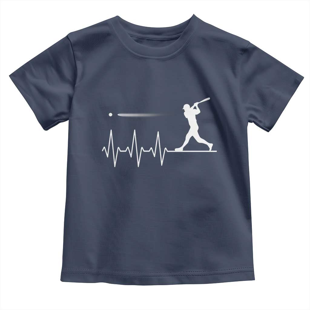 Baseball Heartbeat Line Toddler T Shirt Vintage Sports Lover Gift TS12 Navy Print Your Wear