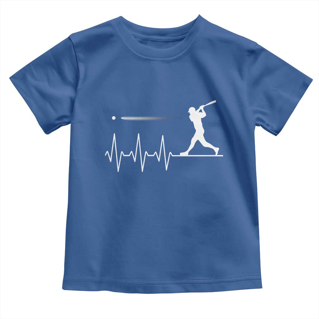 Baseball Heartbeat Line Toddler T Shirt Vintage Sports Lover Gift TS12 Royal Blue Print Your Wear