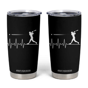 Baseball Heartbeat Line Tumbler Cup Vintage Sports Lover Gift TS12 Black Print Your Wear