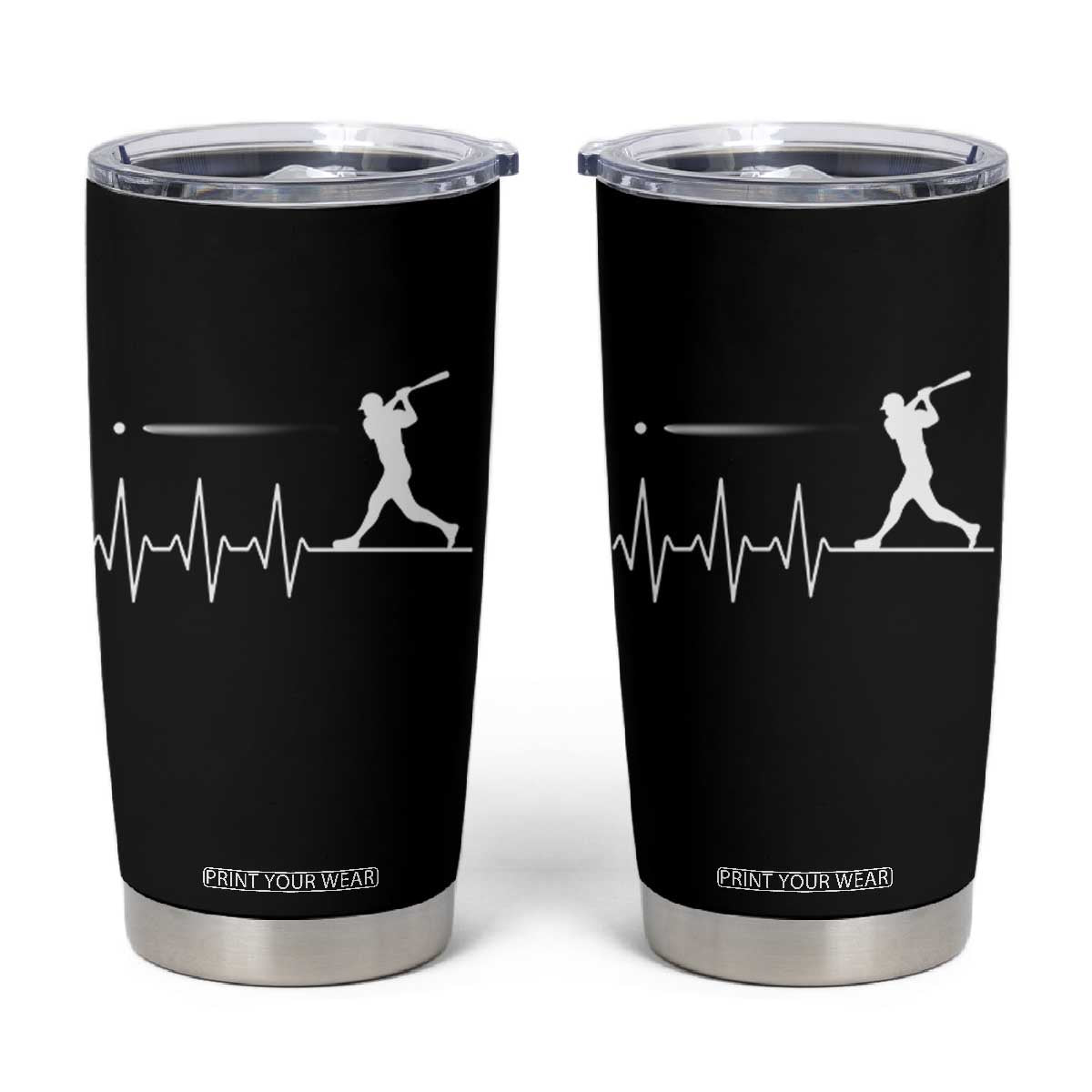 Baseball Heartbeat Line Tumbler Cup Vintage Sports Lover Gift TS12 Black Print Your Wear