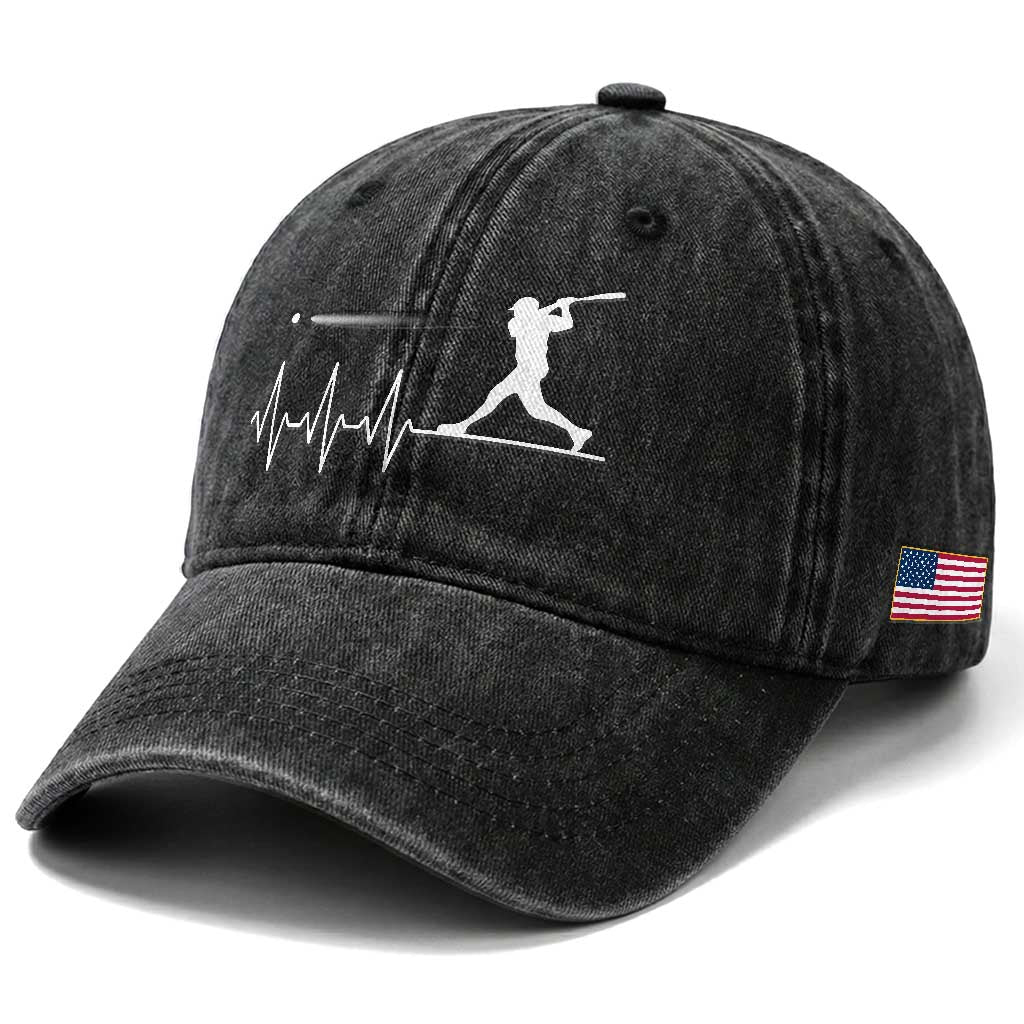Baseball Heartbeat Line Washed Cotton Baseball Cap Vintage Sports Lover Gift TS12 Print Your Wear