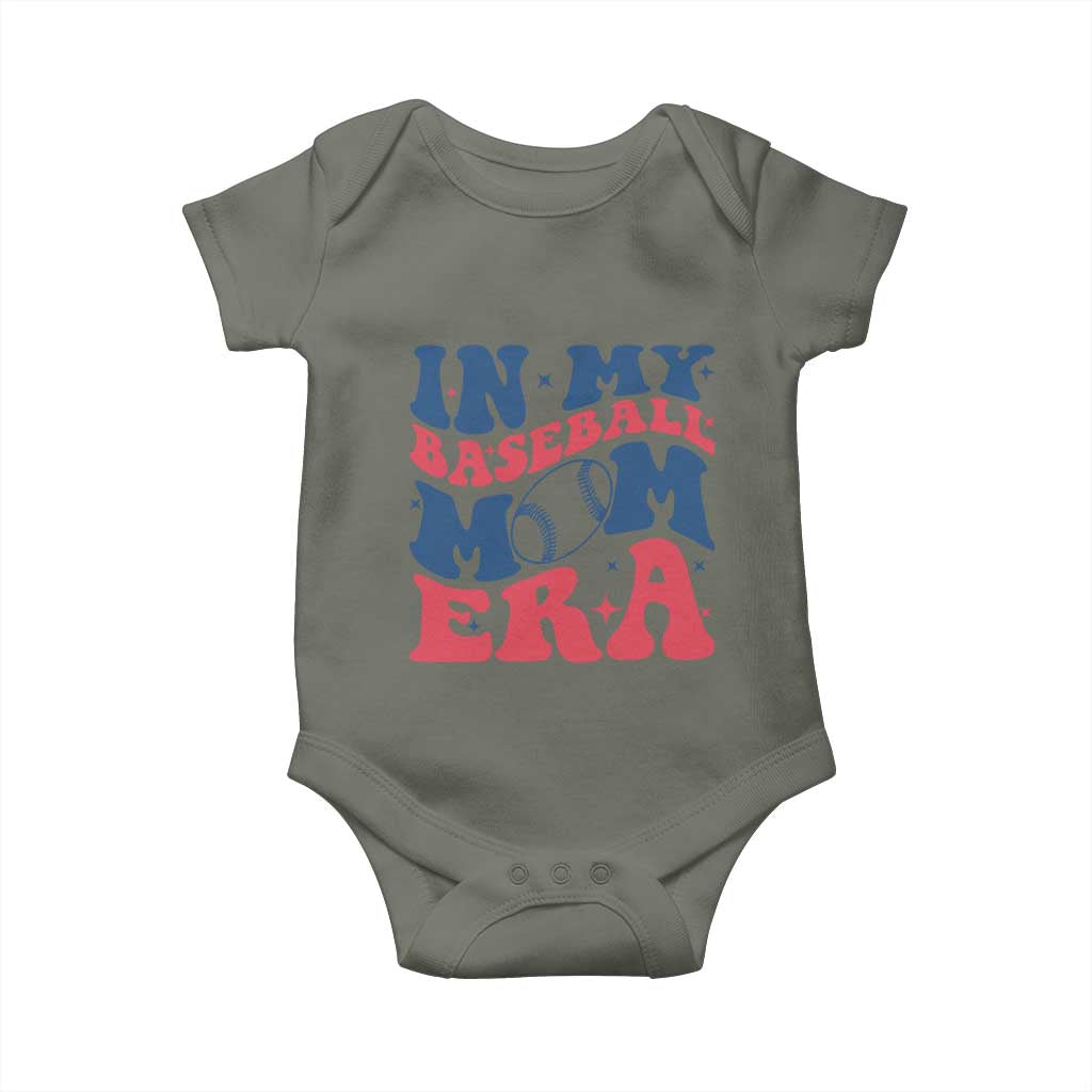 In My Baseball Mom Era Baby Onesie Game Day Sports Mom TS12 Military Green Print Your Wear
