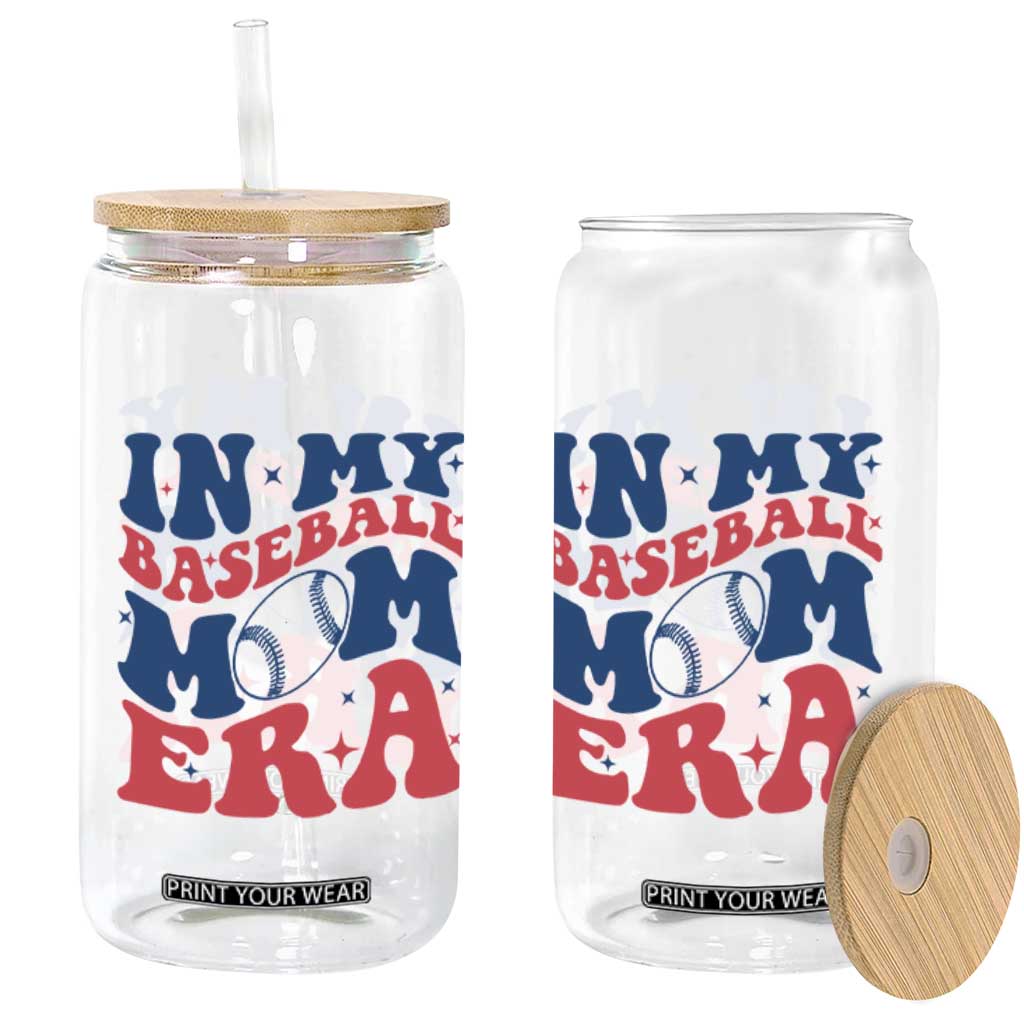 In My Baseball Mom Era Glass Can Game Day Sports Mom TS12 Print Your Wear