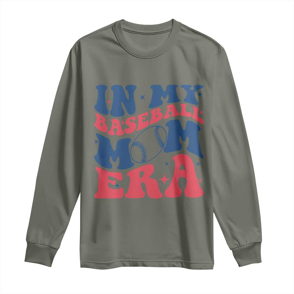 In My Baseball Mom Era Long Sleeve Shirt Game Day Sports Mom TS12 Military Green Print Your Wear