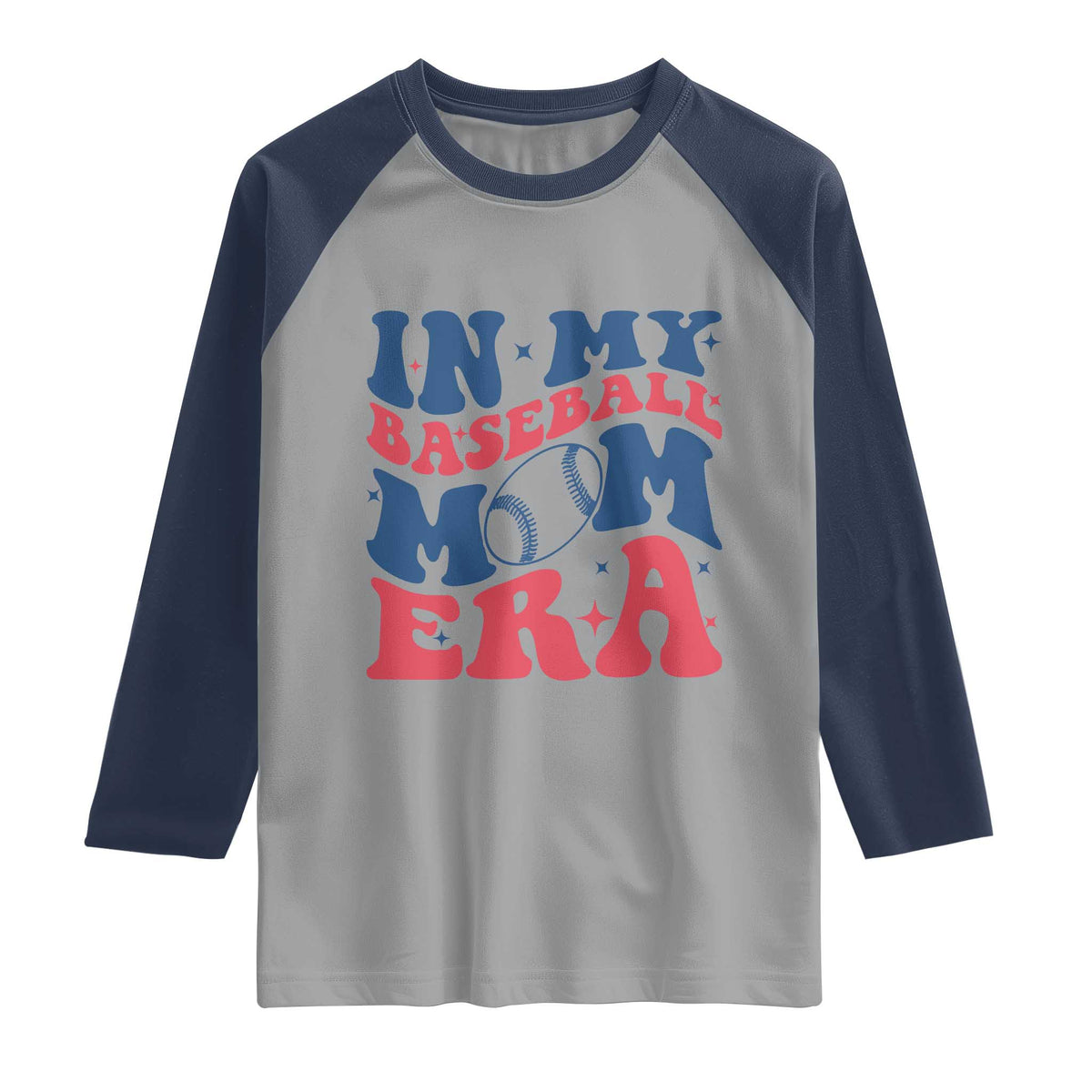 In My Baseball Mom Era Raglan Shirt Game Day Sports Mom TS12 Sport Gray Navy Print Your Wear