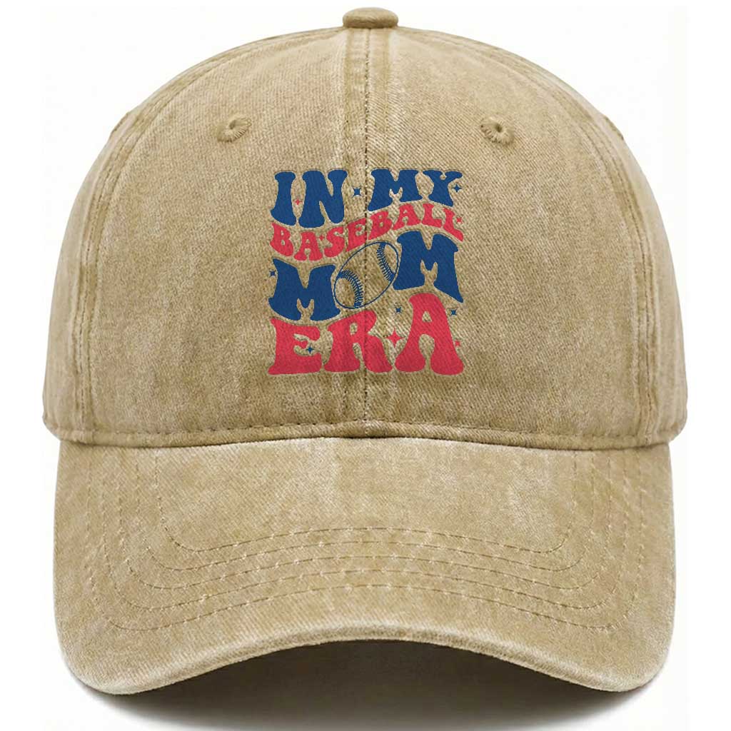 In My Baseball Mom Era Washed Cotton Baseball Cap Game Day Sports Mom TS12 Print Your Wear