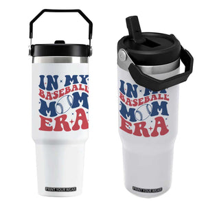 In My Baseball Mom Era Flip Straw Tumbler Game Day Sports Mom TS12 One Size: 30 oz White Print Your Wear