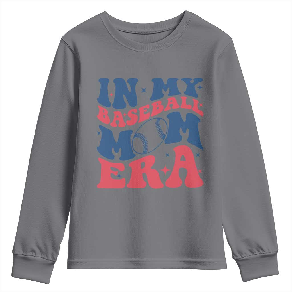 In My Baseball Mom Era Youth Sweatshirt Game Day Sports Mom TS12 Charcoal Print Your Wear