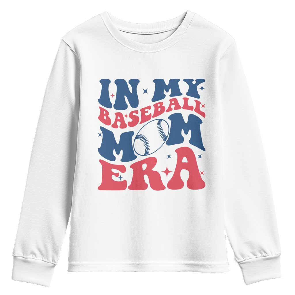 In My Baseball Mom Era Youth Sweatshirt Game Day Sports Mom TS12 White Print Your Wear
