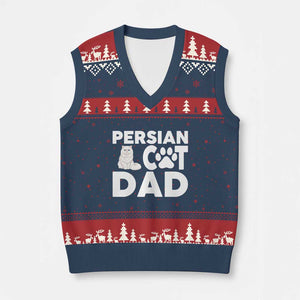 Proud Persian Cat Dad V-Neck Knit Sweater Vest Funny Fluffy Cat Lover Gift TS12 Navy Red Print Your Wear