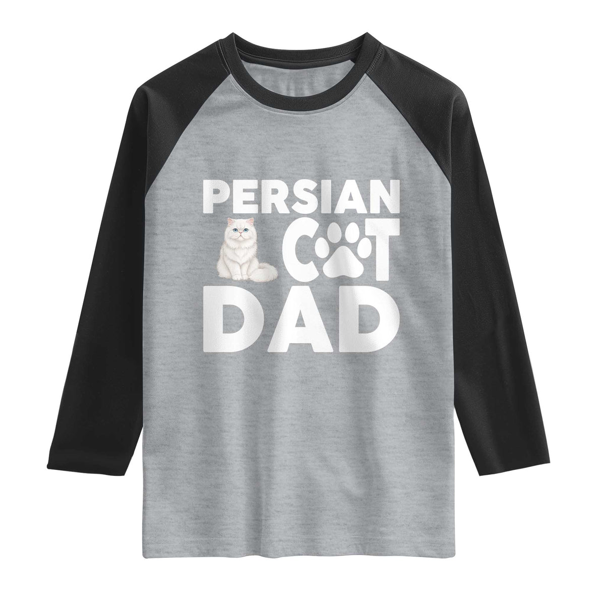 Proud Persian Cat Dad Raglan Shirt Funny Fluffy Cat Lover Gift TS12 Heather Gray Black Print Your Wear